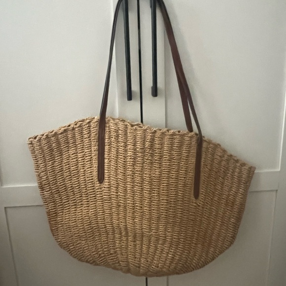 J. Crew woven straw bag with leather handles - Picture 1 of 5